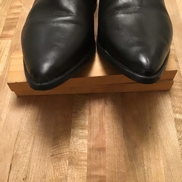 Fabianelli Made in Italy black leather pointy toe side zip block heel boots. S 8 - Picture 2 of 11